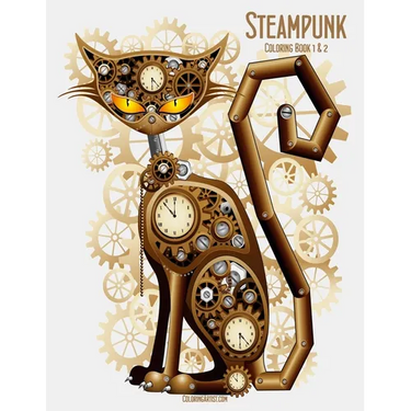 Steampunk Coloring Book 1 & 2
