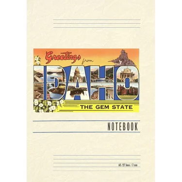 Vintage Lined Notebook Greetings from Idaho, the Gem State
