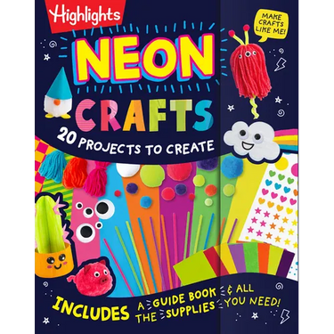 Neon Crafts: 20 Projects to Create for Kids Ages 4-8 with Included Craft Supplies, Reusable Magnetic Storage Drawer and Zero Prep for Parents