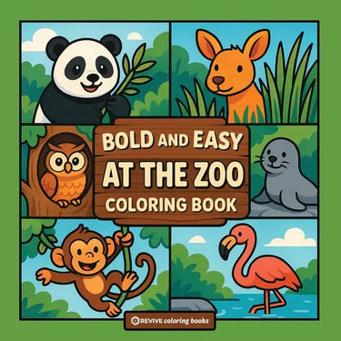 Bold & Easy At The Zoo Coloring Book: Fun Stress Relief Coloring