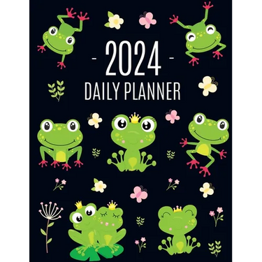 Frog Planner 2024: Funny Amphibian Monthly Agenda January-December Organizer (12 Months) Cute Green Water Animal Scheduler