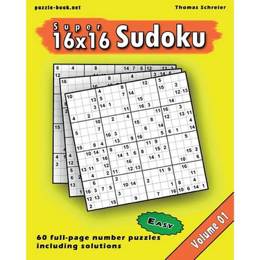 16x16 Super Sudoku: Easy 16x16 Full-page Number Sudoku, Vol. 1