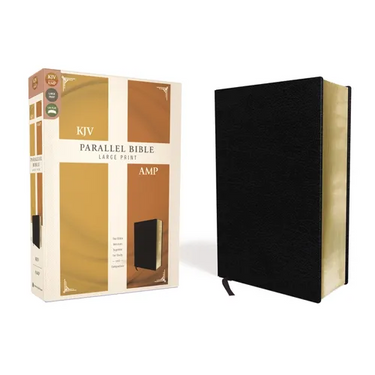 KJV, Amplified, Parallel Bible, Large Print, Bonded Leather, Black, Red Letter Edition: Two Bible Versions Together for Study and Comparison