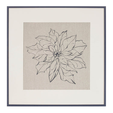 Framed Poinsettia Print Under Glass 20"SQ