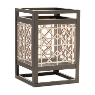 Cut Out Wood Candle Holder with Iron Frame 9.75"H