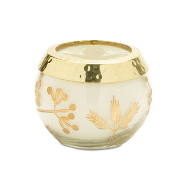 Frosted Juniper Scented Soy Candle with Pressed Leaf Lid (Set of 3)