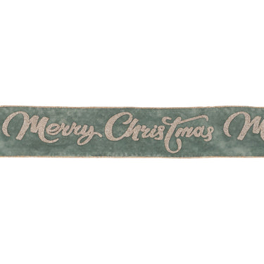 Glittered Merry Christmas Wired Ribbon 4" x 5 Yds.