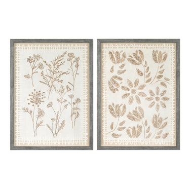 Framed Floral Wall Art Under Glass (Set of 2)