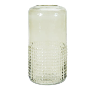Green Textured Glass Candle Holder Vase 9.5"H