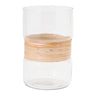 Glass Candle Holder with Bamboo Accent (Set of 2)