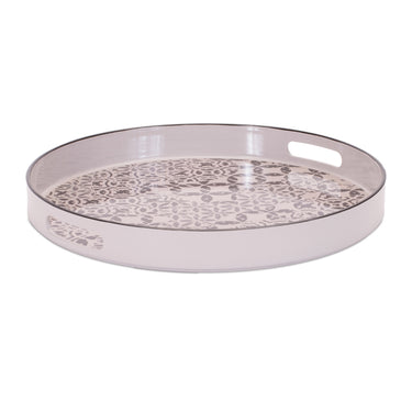 Round Ornate Geometric Print Tray 17.5"D