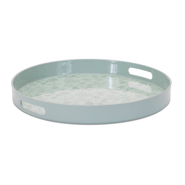 Round Mushroom and Floral Print Tray 13.5"D