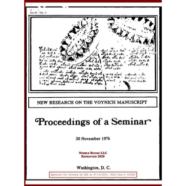 New Research on the Voynich Manuscript: Proceedings of a Seminar