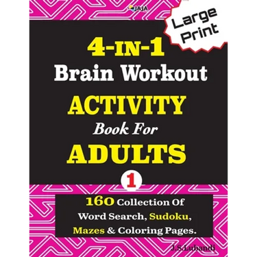 4-IN-1 Brain Workout ACTIVITY Book For ADULTS