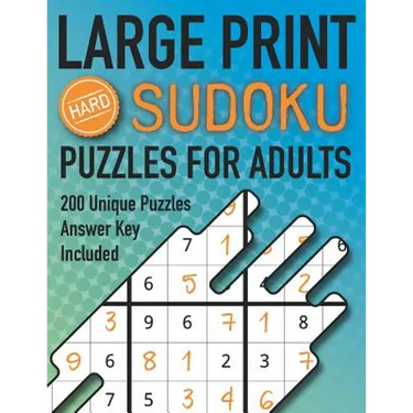 Large Print Sudoku Puzzles For Adults Hard 200 Unique Puzzles Answer Key Included: Challenging 9x9 Larger Oversized Grids with Wide Margins for Adults