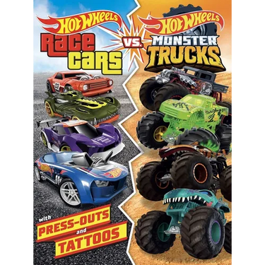 Hot Wheels: Race Cars vs. Monster Trucks: 100% Officially Licensed by Mattel, Activities, Tattoos, & Press-Out Cards for Kids Ages 4 to 8
