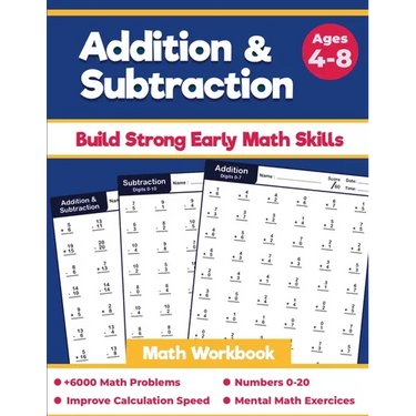 Addition and Subtraction Math Workbook: For Grades K-2, Beginner Speed Math Drills Woksheets For Kids Ages 4-8, 100 Days of Timed Tests, Digits 0-20,