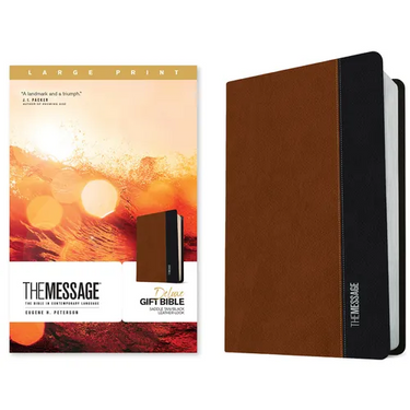 The Message Deluxe Gift Bible, Large Print (Leather-Look, Saddle Tan/Black): The Bible in Contemporary Language