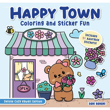 Happy Town Coloring and Sticker Fun