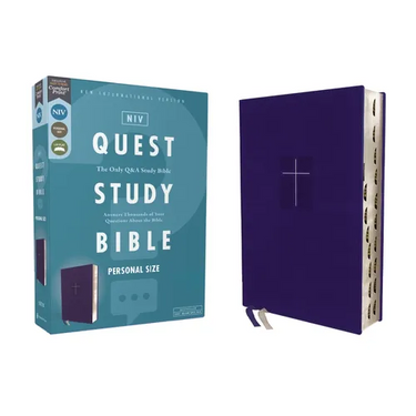 Niv, Quest Study Bible, Personal Size, Leathersoft, Blue, Thumb Indexed, Comfort Print: The Only Q and A Study Bible