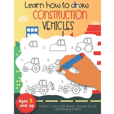 Learn how to draw construction vehicles crane, concrete mixer, dump truck, and many more! Ages 5 and up: Fun for boys and girls, PreK, Kindergarten