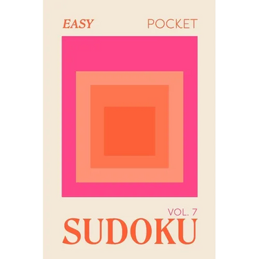 Pretty Pocket Sudoku - Easy Screen Free Puzzles: Minimal Small Travel Size 4 x 6 Inches - Orange & Pink Pop Art