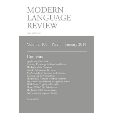 Modern Language Review (109: 1) January 2014