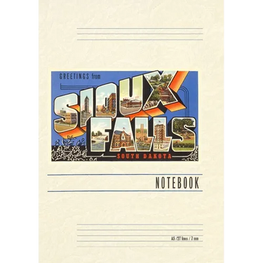 Vintage Lined Notebook Greetings from Sioux Falls