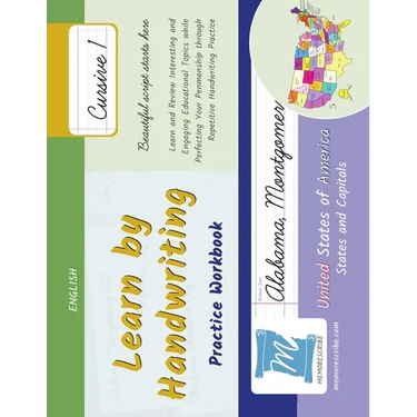 Handwriting Practice Workbook - United States of America, States and Capitals - Cursive, Level 1: Learn by Handwriting - Children and Adults - USSC1LE