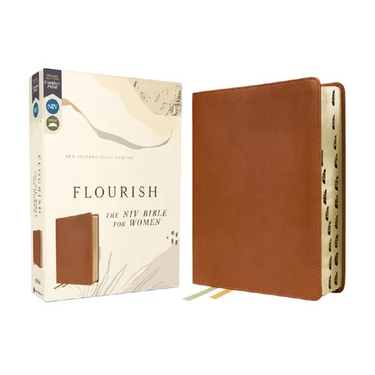 Flourish: The NIV Bible for Women, Leathersoft, Brown, Thumb Indexed, Comfort Print
