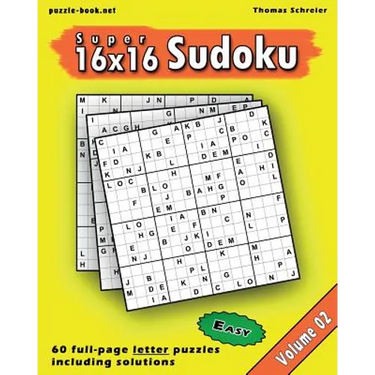 16x16 Super Sudoku: Easy 16x16 Full-page Alphabet Sudoku, Vol. 2
