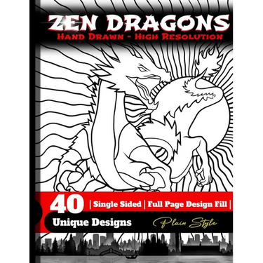 Zen Dragons - no pattern Style Adult Coloring Book