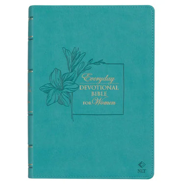 NLT Holy Bible Everyday Devotional Bible for Women New Living Translation Vegan Leather, Teal Debossed