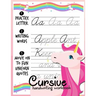 Cursive handwriting workbook: Unicorn Cursive Writing Practice Book Homework For Girl Kids Beginners How to Write Cursive Alfhabet Step By Step And