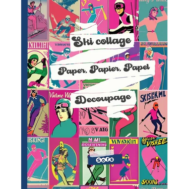 Vintage Ski Art Collage Decoupage paper