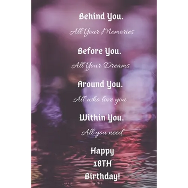 Behind You All Your Memories Before You All Your Dreams Happy 18th Birthday