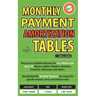Monthly Payment Amortization Tables for Small Loans: Simple and easy to use reference for car and home buyers and sellers, students, investors, car de