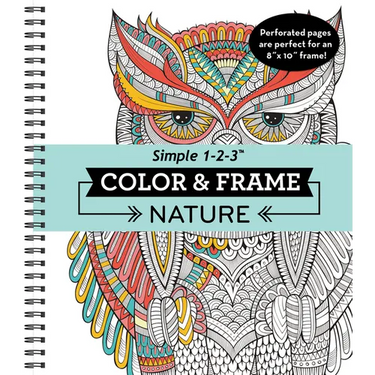 Color & Frame - Nature: Adult Coloring Book with Flowers, Butterflies & Birds - Perforated Pages, Spiral Bound