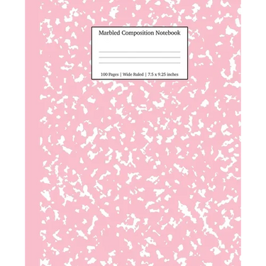 Marbled Composition Notebook: Pink Marble Wide Ruled Paper Subject Book