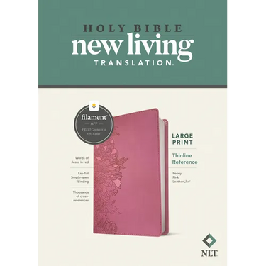 NLT Large Print Thinline Reference Bible, Filament Enabled (Leatherlike, Peony Pink, Red Letter)