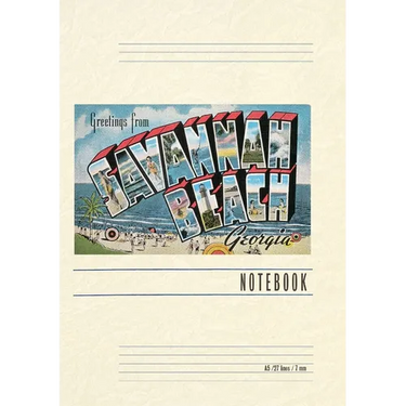 Vintage Lined Notebook Greetings from Savannah Beach