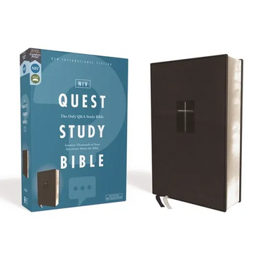 Niv, Quest Study Bible, Leathersoft, Black, Comfort Print: The Only Q and A Study Bible