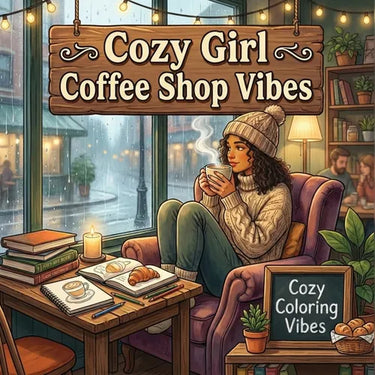 Cozy Girl Coffee Shop Vibes: Easy Bold Line Designs Of Aesthetic Cafes, Latte Art, Pastries, Book Nooks & Rainy Day Window Scenes Mindful Self-Care, S