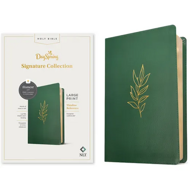 NLT Large Print Thinline Reference Bible, Dayspring Signature Collection, Filament Enabled (Leatherlike, Evergreen, Red Letter)