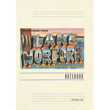 Vintage Lined Notebook Greetings from Lake Norfolk, Arkansas