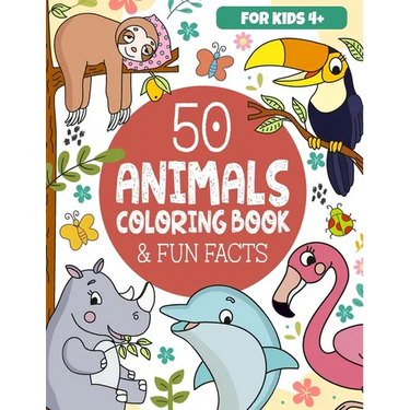 50 Animals Coloring Book & Fun Facts for Kids: Discover a Colorful World of Amazing Animals