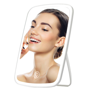 5.98x8.62in Lighted Desk Mirror, 3 Colors, USB Rechargeable, Touch Control