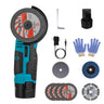 12V Cordless Mini Angle Grinder Hand Polishing Grinding Machine Cordless Cutter Grinding Tool with 7Pcs Disc 2Pcs 1100mAh Batteries and Charger Hex Ke