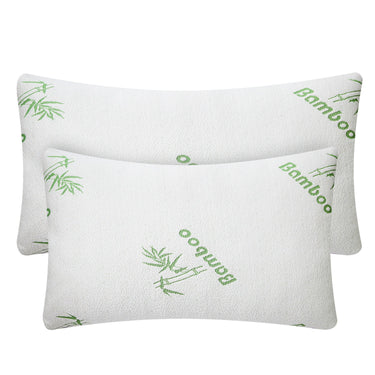 2Pcs Bamboo Memory Foam Pillow Hypoallergenic Bed Pillow For Head Neck Rest Sleeping Shredded Pillow Washable Cover Queen Size Pillow