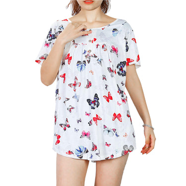 Women�s Floral Button Short Sleeve Summer Shirt Blouse S-XXL